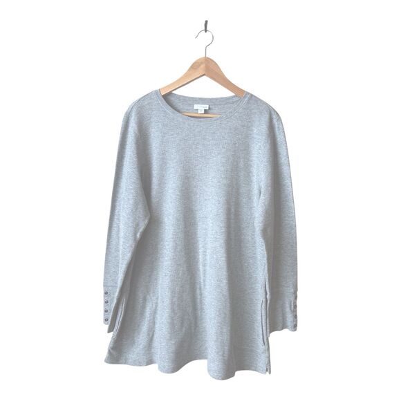 J. Jill Tops - J Jill Size XL Tall Oversized Long Thermal Waffle Gray Shirt With Pockets